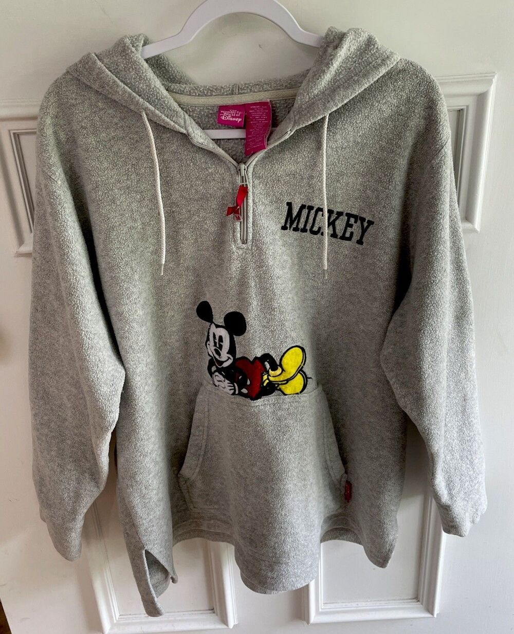 Y2k Mickey Mouse Disney Women’s Plus 18/20 Half Zip Hoodie W/front pocket C50”